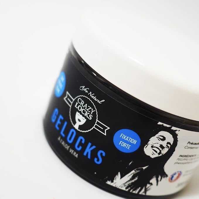 Crazy Pouss Locks Kombi-Set – Gelocks Fixation Forte (Schwarz) 300 g, Waschshampoo 250 ml, Feuchtigkeitsspray mit Karapetöl und Pfefferminze 250 ml