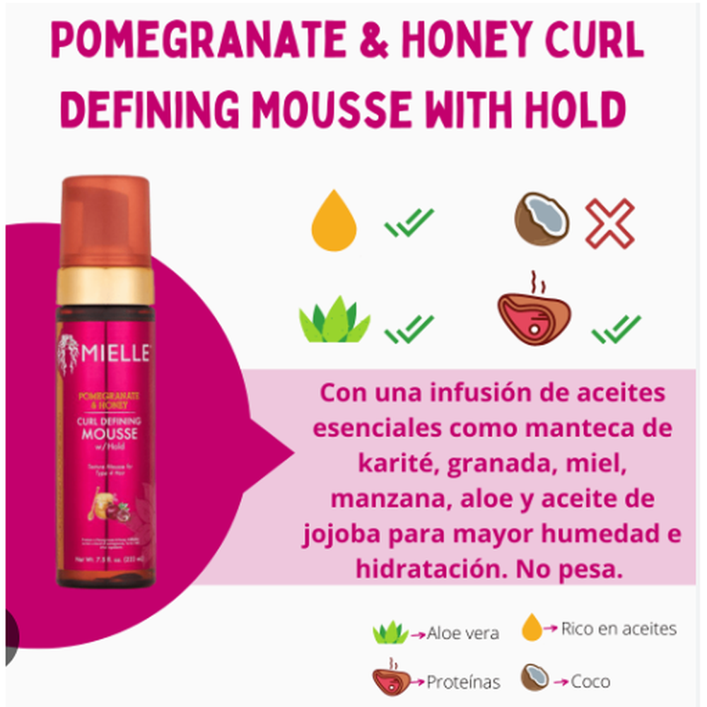 Mielle Mousse Définissante pour Boucles à la Grenade et au Miel - 7.5 oz