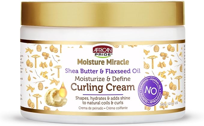 African Pride Moisture Miracle Crème Définissante Boucles - Beurre de Karité & Huile de Lin