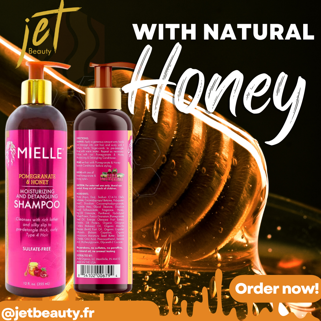 Mielle Pomegranate &amp; Honey Shampoo - Gentle Cleansing &amp; Intense Hydration for All Hair Types 12oz 