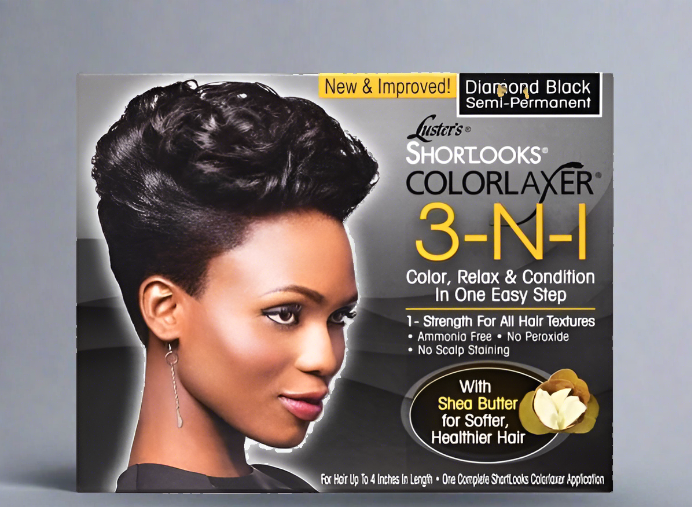 Luster's Pink Relaxer Color BLACK 3 in 1 Diamond Black | Relaxer Color Kit Black