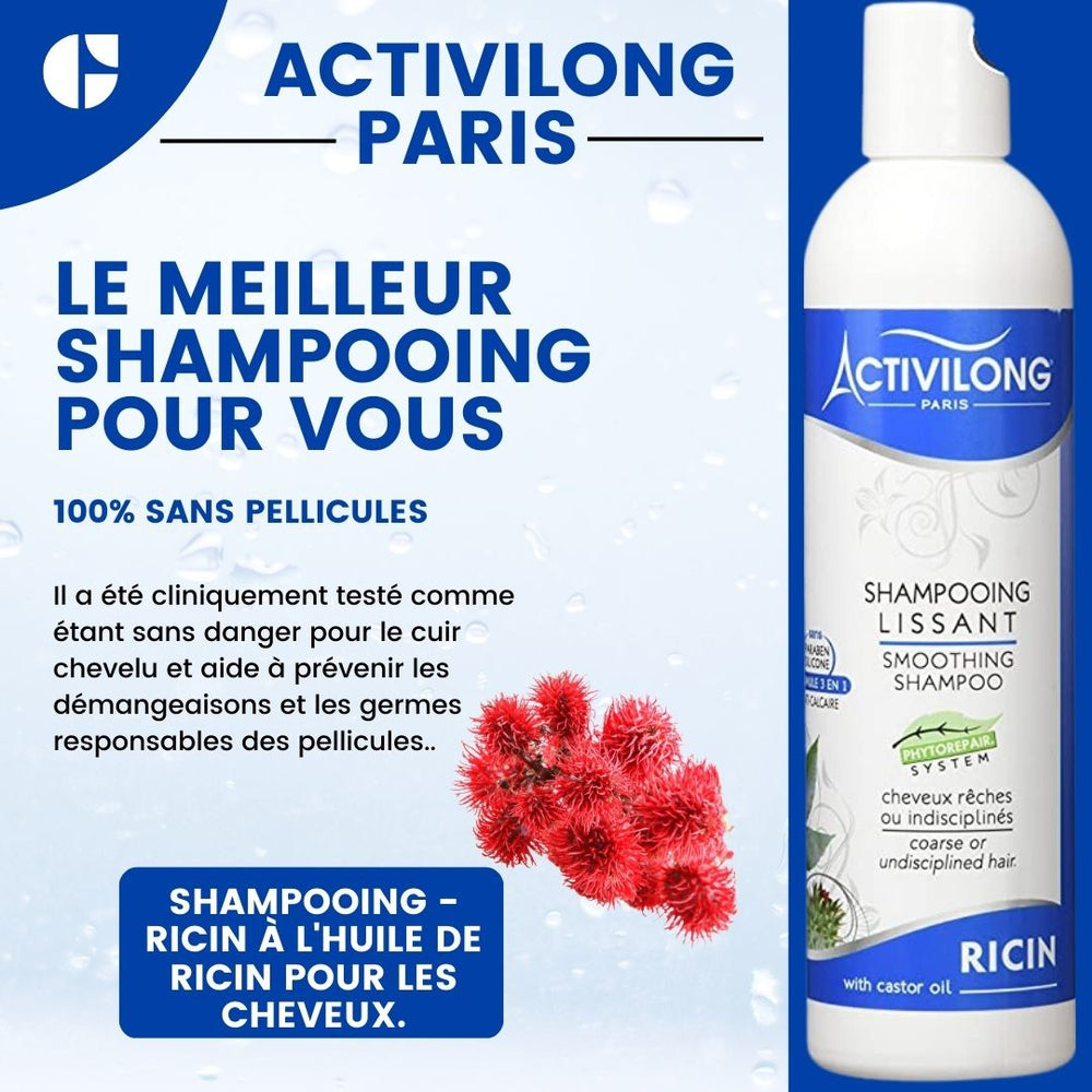 Shampooing Lissant Ricin Êtes-vous fatigué(e) de lutter contre des cheveux indisciplinés et frisés ? Ne cherchez plus que le Shampooing Lissant Ricin Activilong